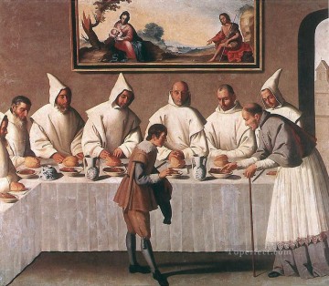 St Hugo of Grenoble in the Carthusian Refectory Baroque Francisco Zurbaron Oil Paintings